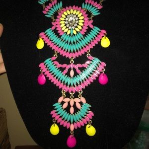 Colorful multi stone statement necklace